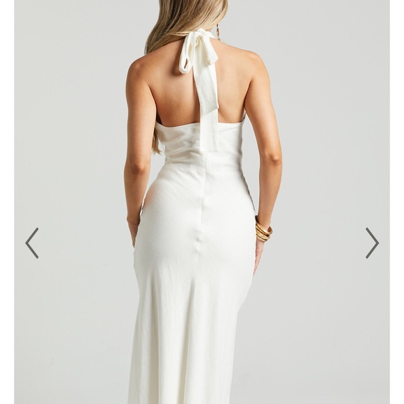 Showpo Linen White Tie Neck Maxi Dress - Picture 5 of 6